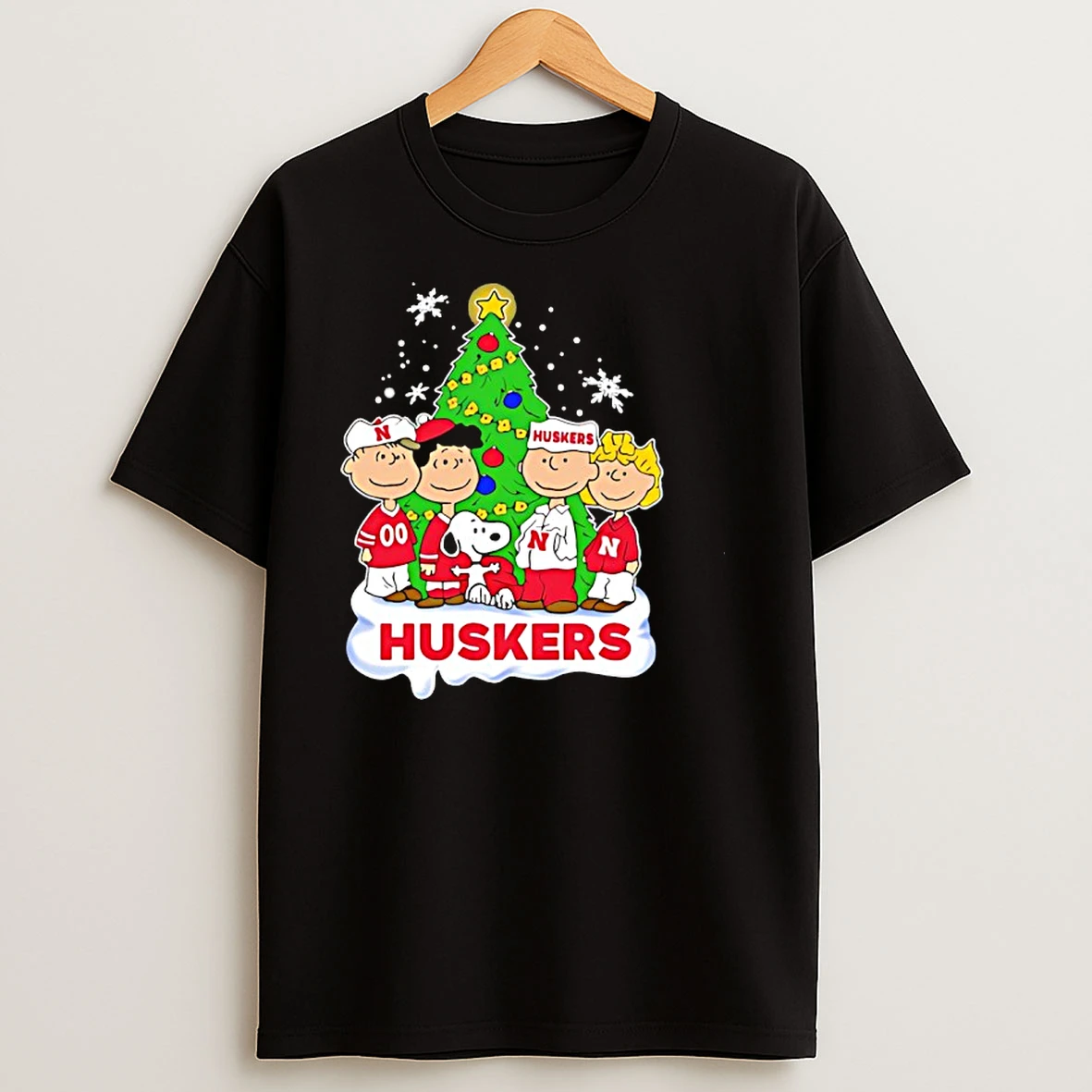 Peanuts Characters X Nebraska Cornhuskers Chrismas T Shirts