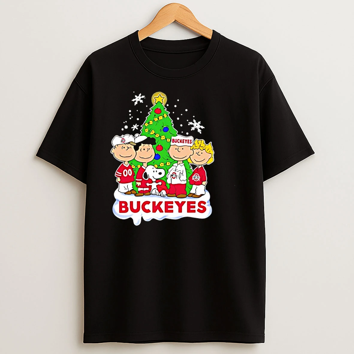 Peanuts Characters X Ohio State Buckeyes Chrismas T Shirts