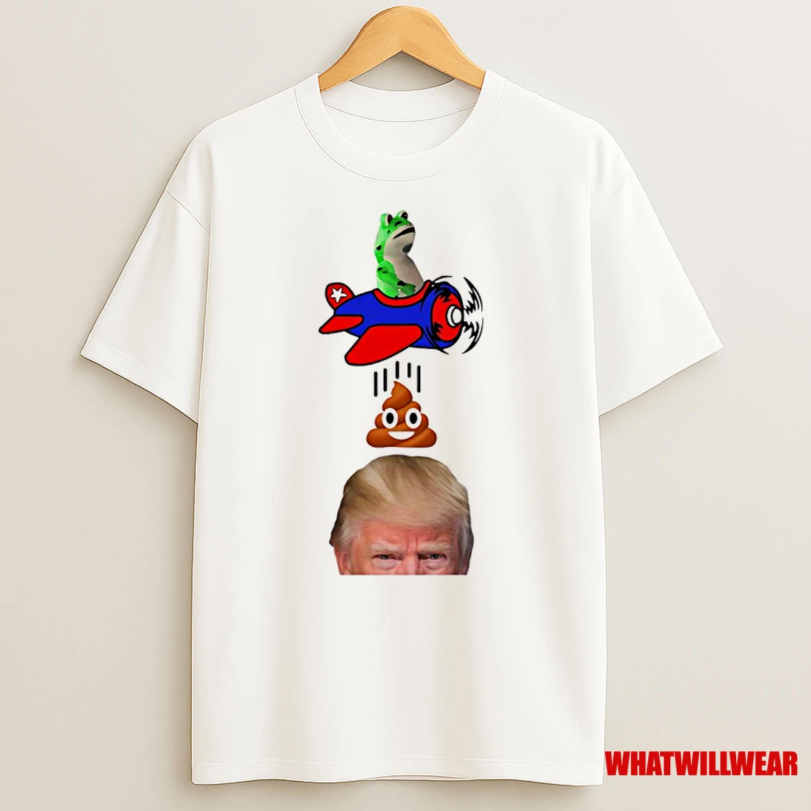 Pepe The Frog Flying A Plane Dropping A Poop Emoji On Donald Trump Shirts