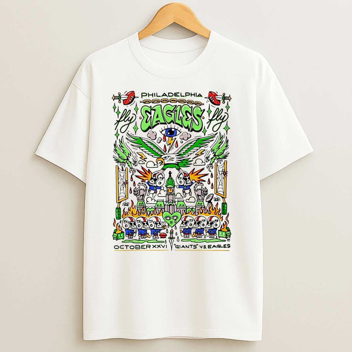 Philadelphia Eagles October Xxvi Giants Vs Eagles Caricature T Shirts