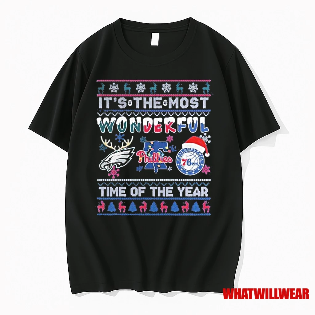 Philadelphia Eagles Phillies Philadelphia 76ers Merry Christmas 2025 Shirts