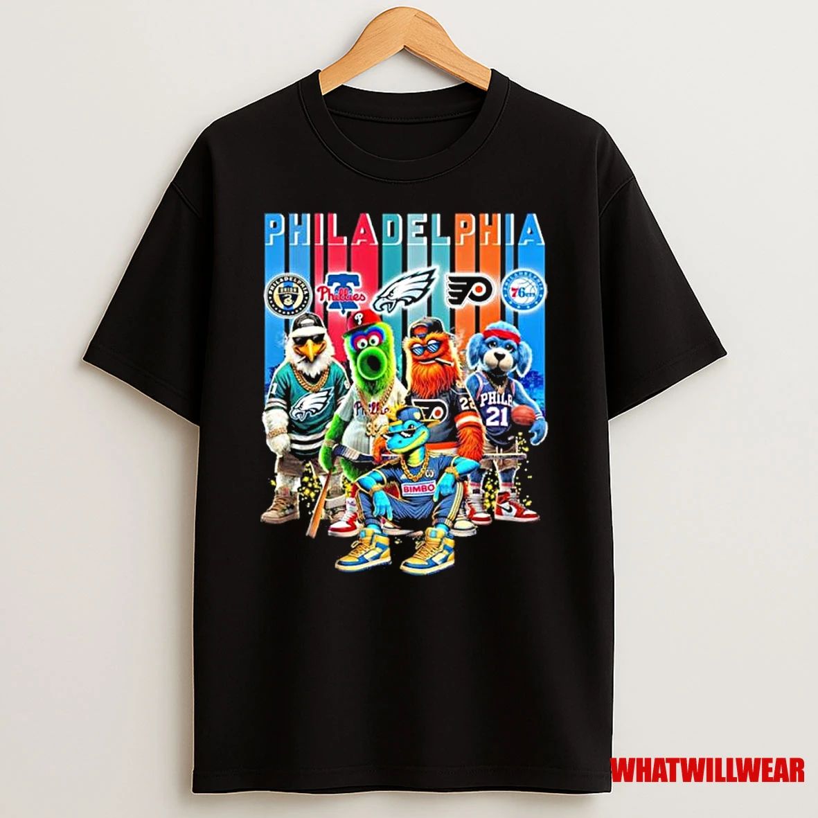 Philadelphia Mascot Sports Teams Skyline Retro Shirts