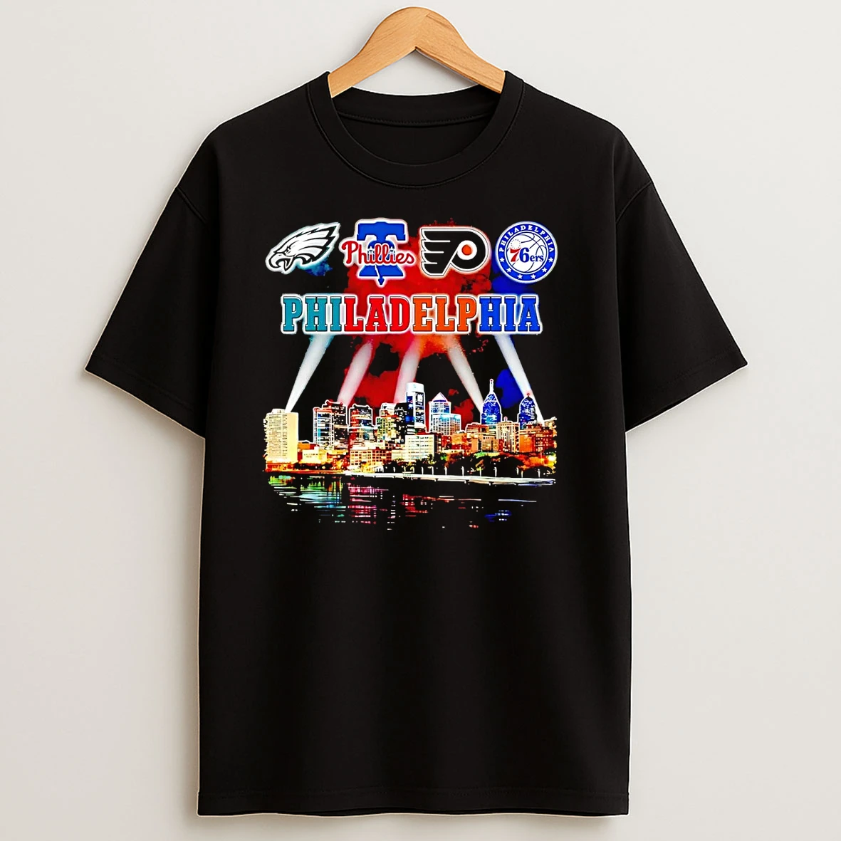 Philadelphia Sports Teams City Skyline T Shirts