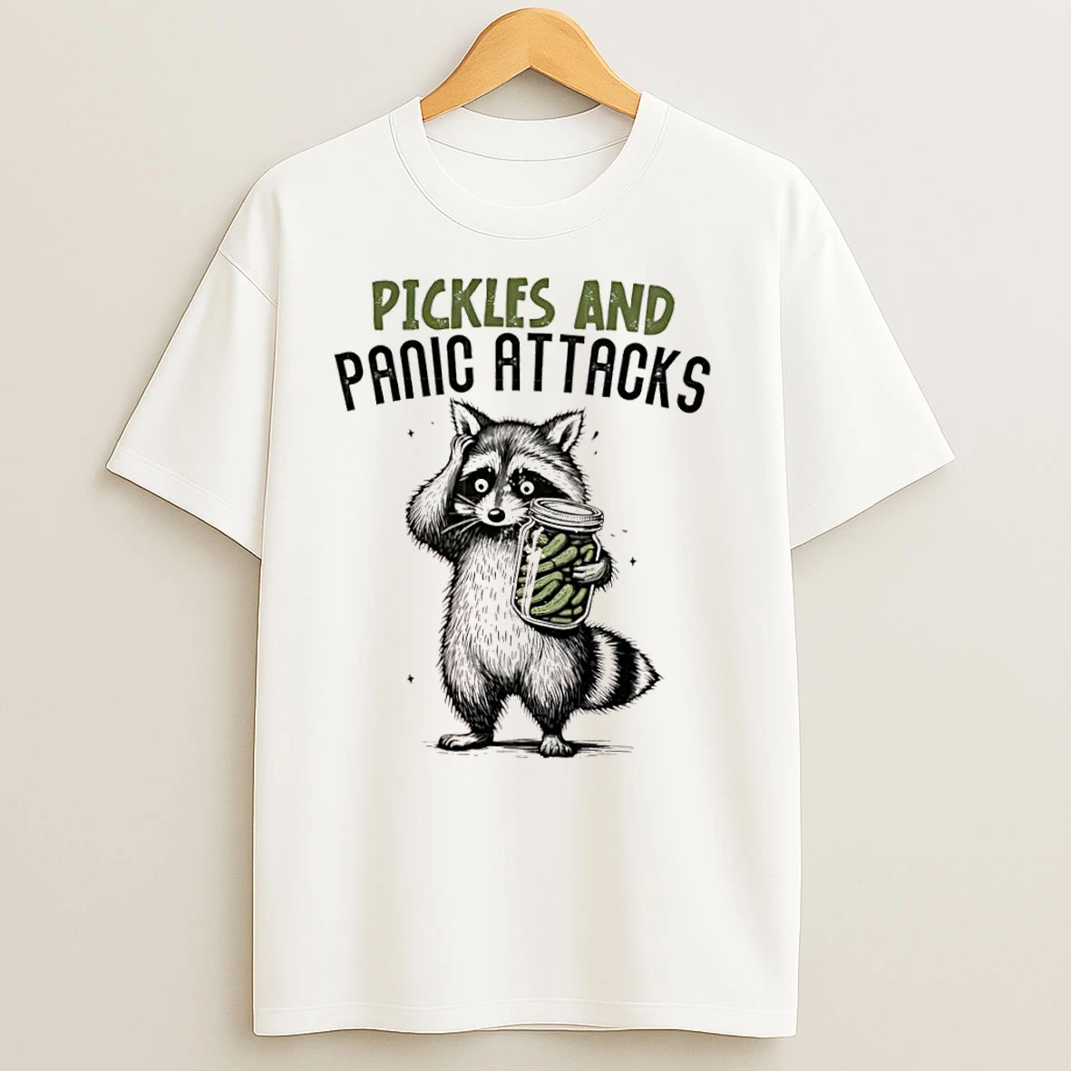 Pickles And Panic Attacks Mental Health Retro Raccoon T Shirts