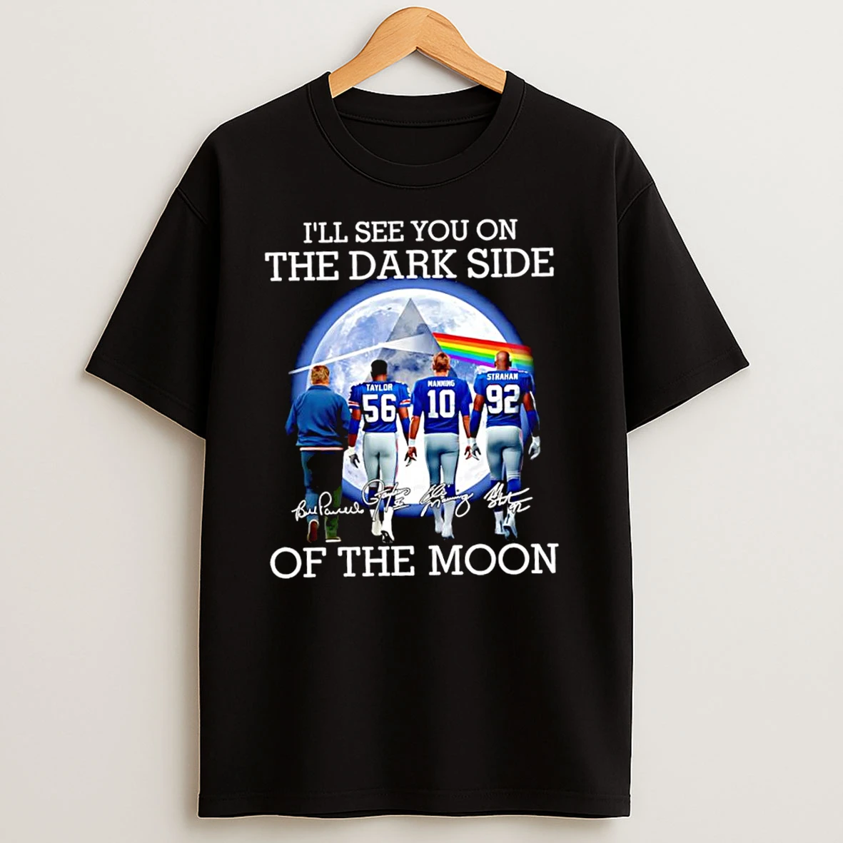 Pink Floyd X New York Giants Ill See You On The Dark Side Of The Moon Signatures T Shirts