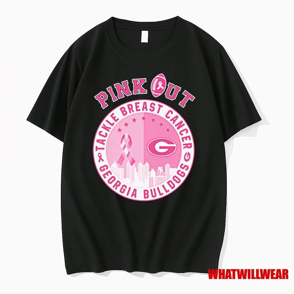Pink Out Tackle Breast Cancer Georgia Bulldogs Skyline Shirts