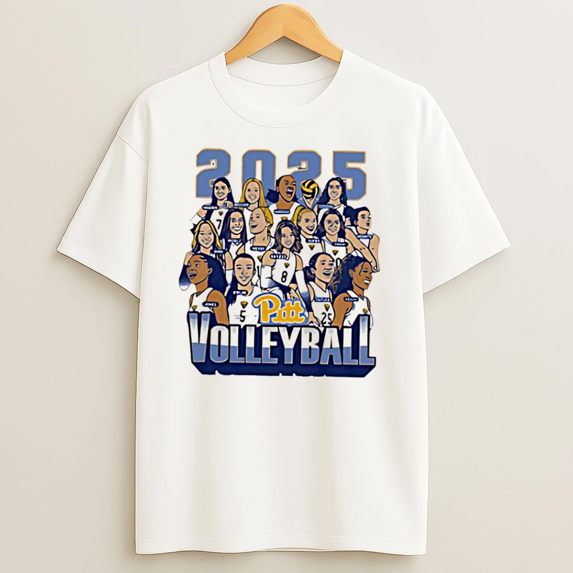 Pittsburgh Panthers Volleyball Caricature 2025 All Team T Shirts