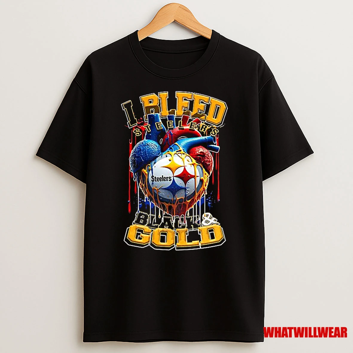 Pittsburgh Steelers Nfl I Bleed Steelers Black And Gold Heart Football Lovers Shirts