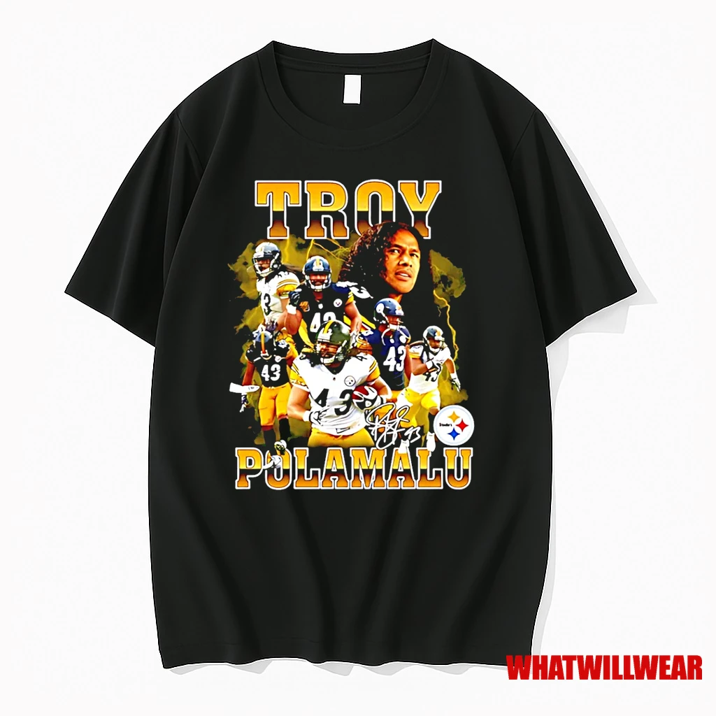 Pittsburgh Steelers Troy Polamalu Picture Collage Signature Shirts
