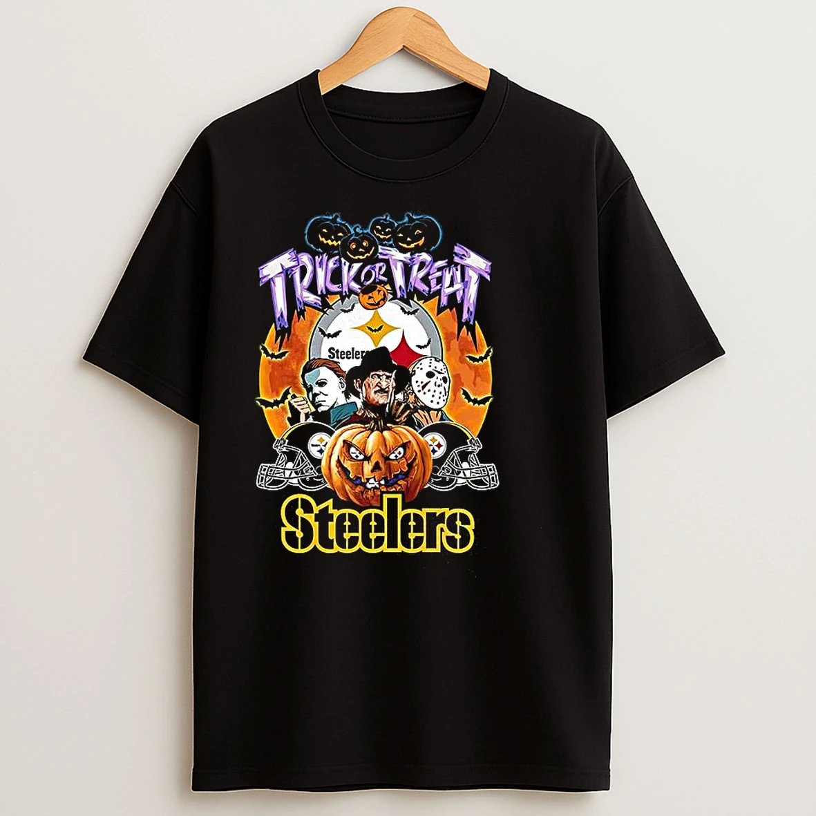 Pittsburgh Steelers Football Trick Or Treat Horror Halloween Villain T Shirts