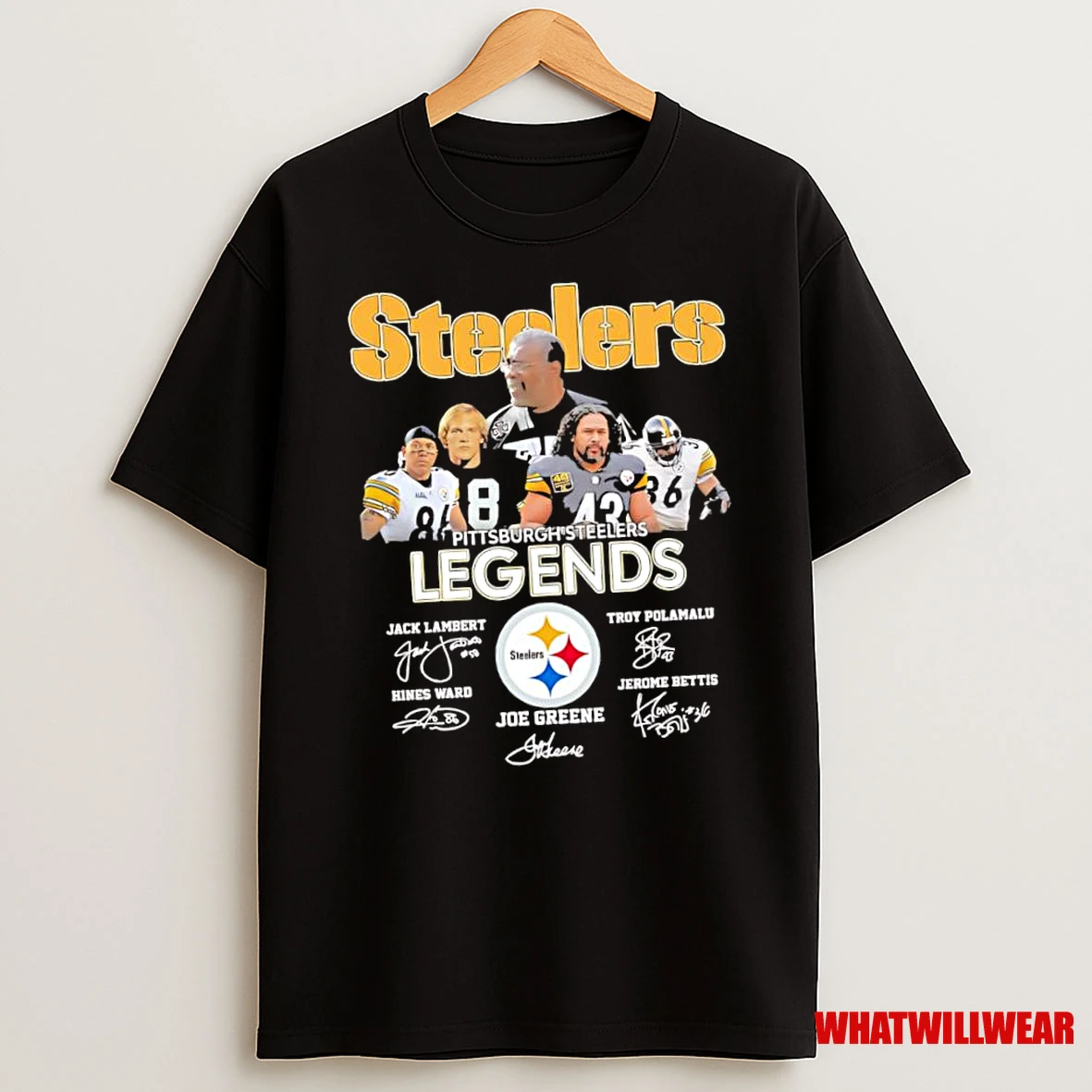 Pittsburgh Steelers Legends Joe Greene Jack Lambert Troy Polamalu Hines Ward Jerome Bettis Shirts