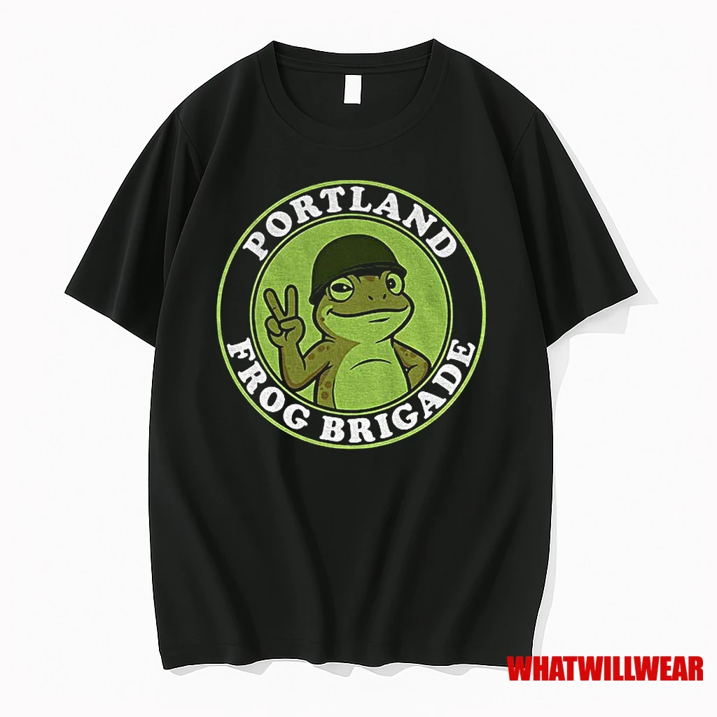 Portland Frog Brigade Badge Peace Sign Mascot Shirts