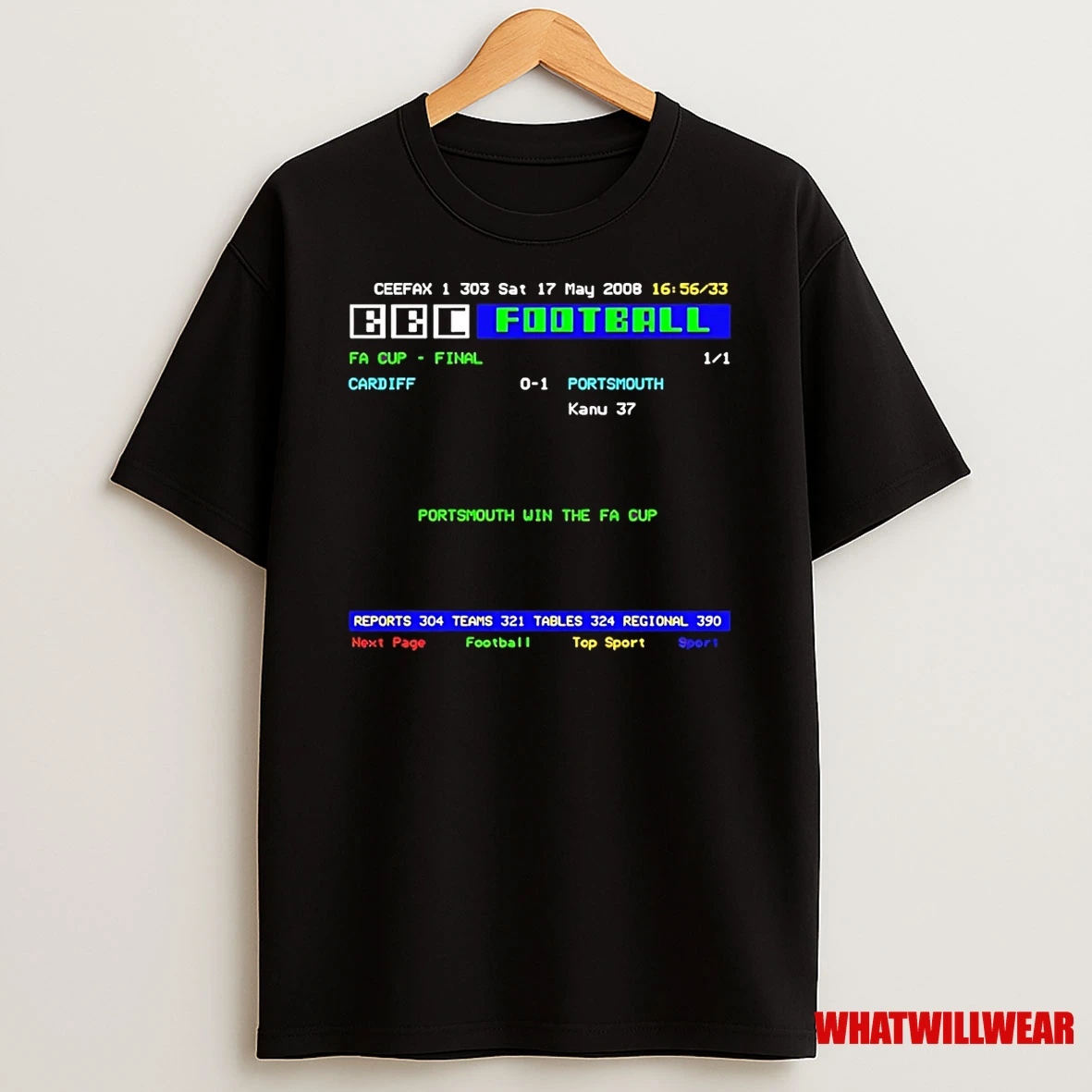 Portsmouth Retro Ceefax Fa Cup Winners 2008 Shirts