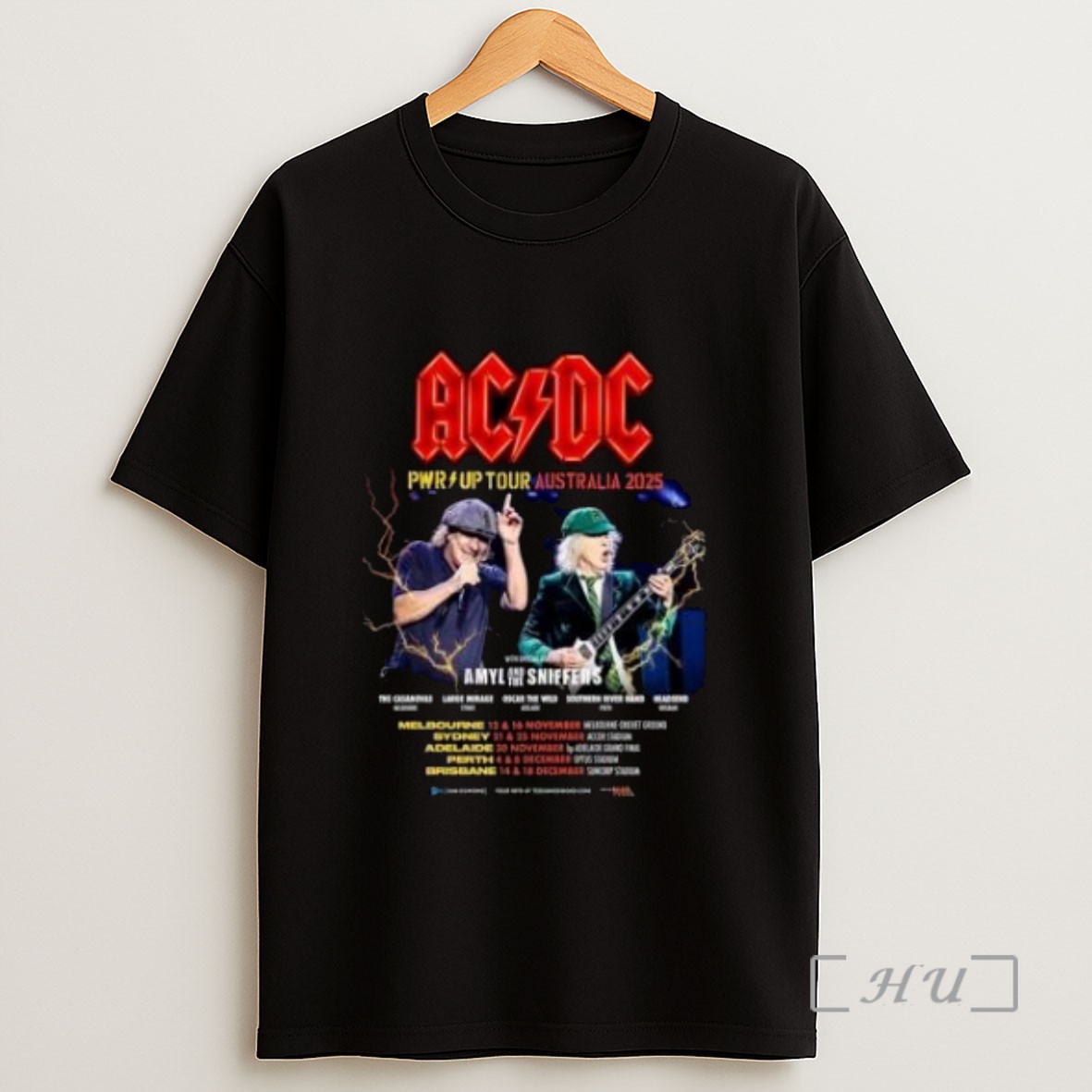Premium Acdc Pwr Up Tour Australia 2025 City Dates With Special Guests Lineup Angus Young And Brian Johnson Sweatshirt Tee Shirt