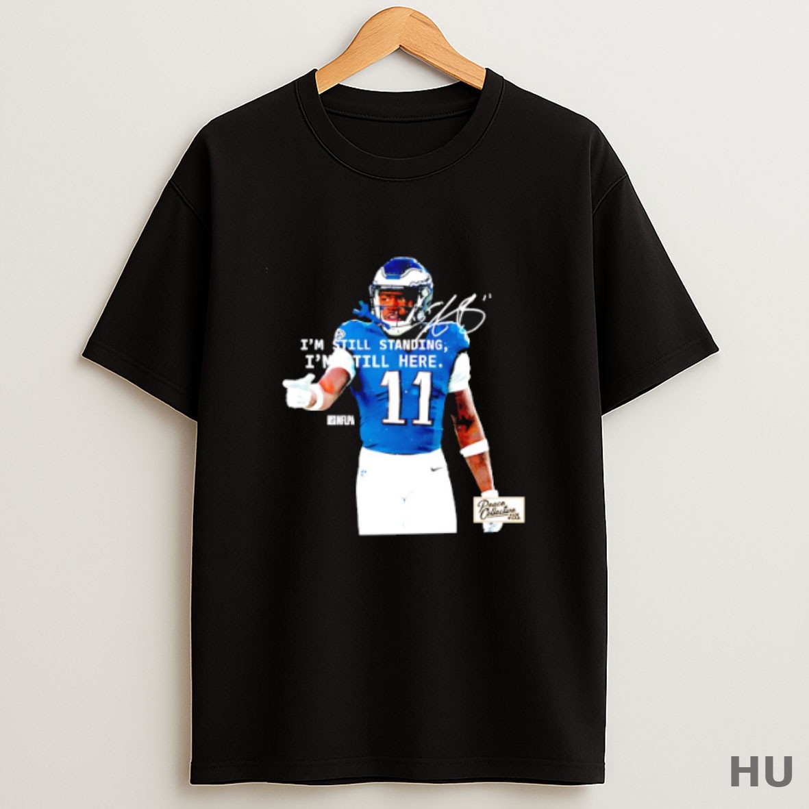 Premium Aj Brown Phildelphia Eagles Im Still Standing Im Still Here T Shirt Sweatshirt Tee