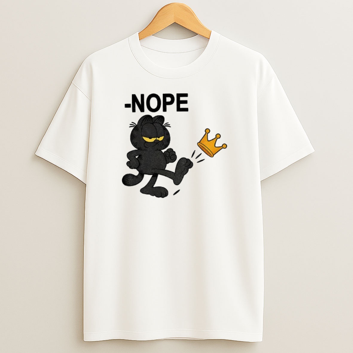 Premium Black Cat Kicking Crown No Kings In America Political Sweatshirt Tee