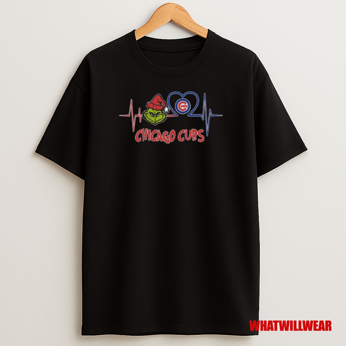 Premium Chicago Cubs X Grinch Santa Heartbeat Love Logo Merry Christmas Sweatshirt Tee