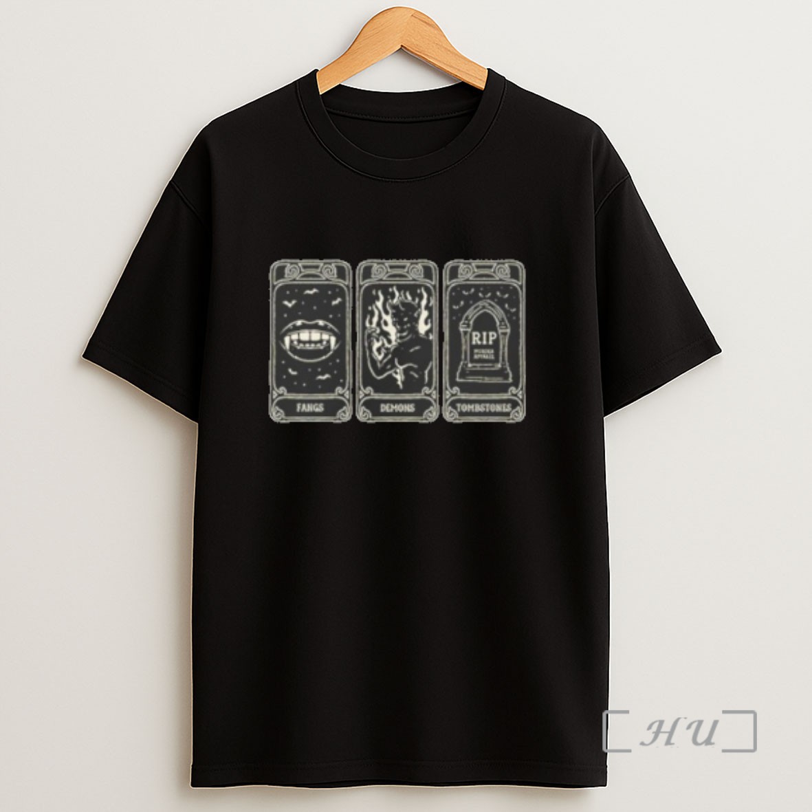 Premium Fangs Demons Tombstones Tarot Sweatshirt Tee Shirt
