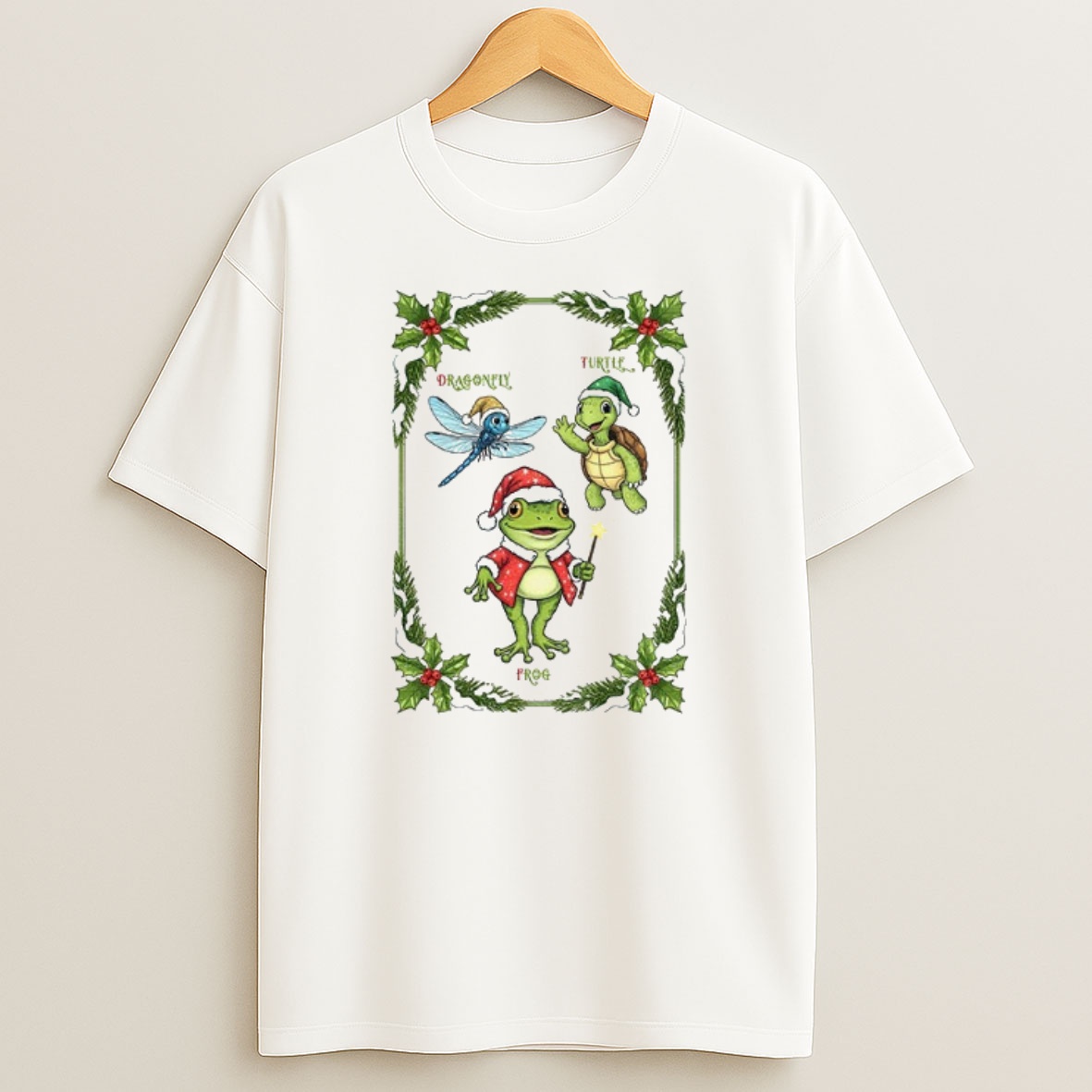Premium Frog Turtle Dragonfly Santa Hat Fdt Anti Trump Christmas Sweatshirt Tee