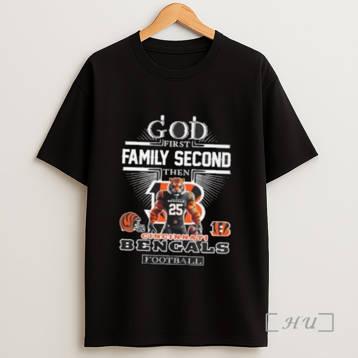 Premium God First Family Second Then Cincinnati Bengals Football Mascot 2025 Sweatshirt Tee Shirt