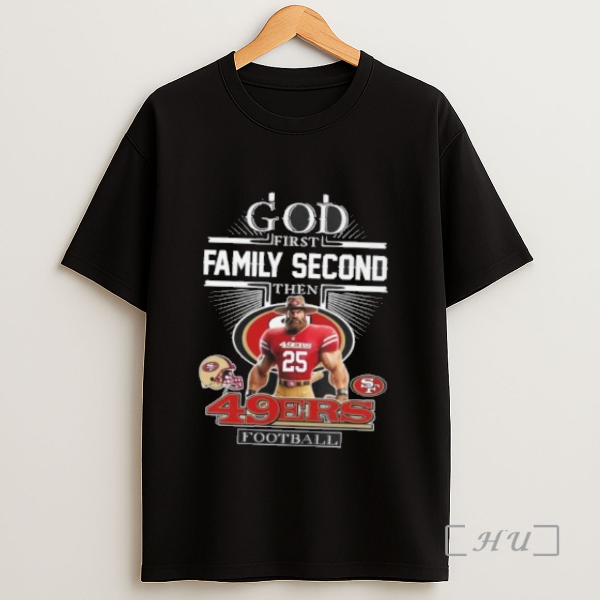 Premium God First Family Second Then San Francisco 49ers Football Mascot 2025 Sweatshirt Tee Shirt