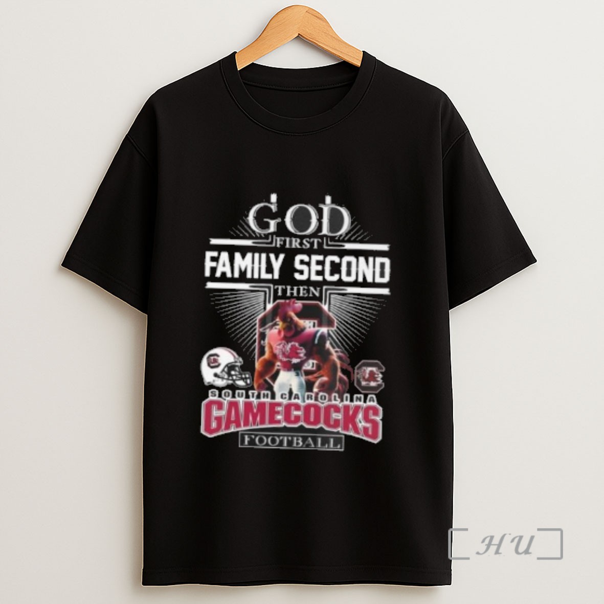 Premium God First Family Second Then South Carolina Gamecocks Football Mascot 2025 Sweatshirt Tee Shirt