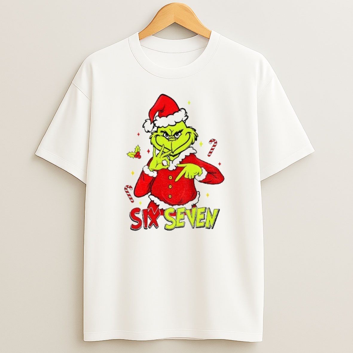 Premium Grinch Santa 6 7 Six Seven Meme Christmas Mean Guy Sweatshirt Tee
