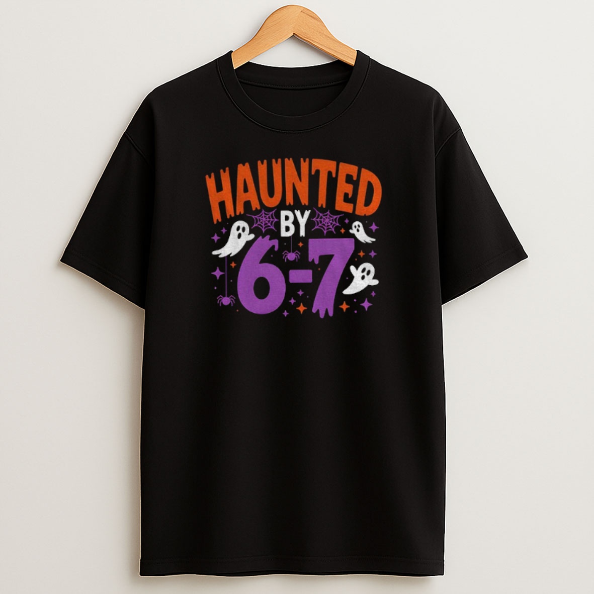 Premium Haunted By 6 7 Halloween Spooky Ghost Sweatshirt Tee