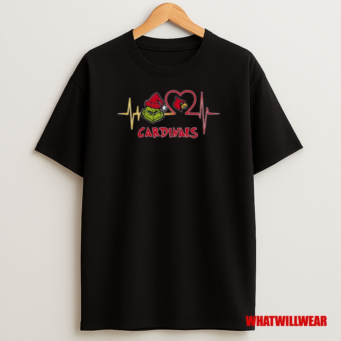 Premium Louisville Cardinals X Grinch Santa Heartbeat Love Logo Merry Christmas Sweatshirt Tee