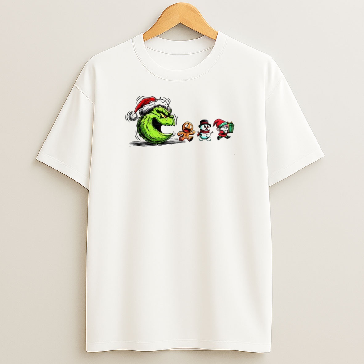 Premium Merry Greenmas Grinch Santa And Friends Pacman Christmas Game Sweatshirt Tee