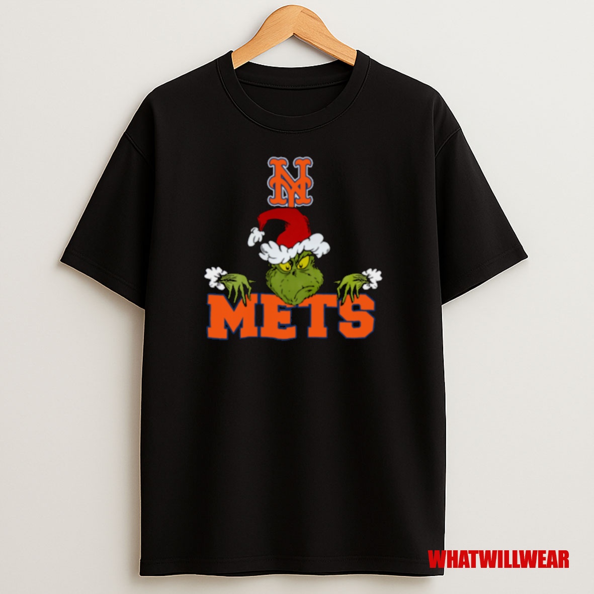 Premium New York Mets Logo Baseball Grinch Christmas T Sweatshirt Tee