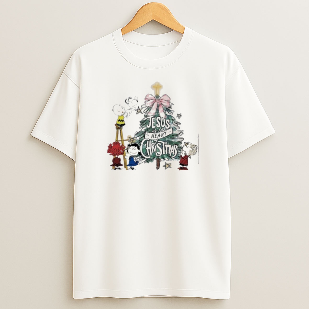 Premium Peanuts Tree Christmas Jesus Is The Heart Christmas Sweatshirt Tee