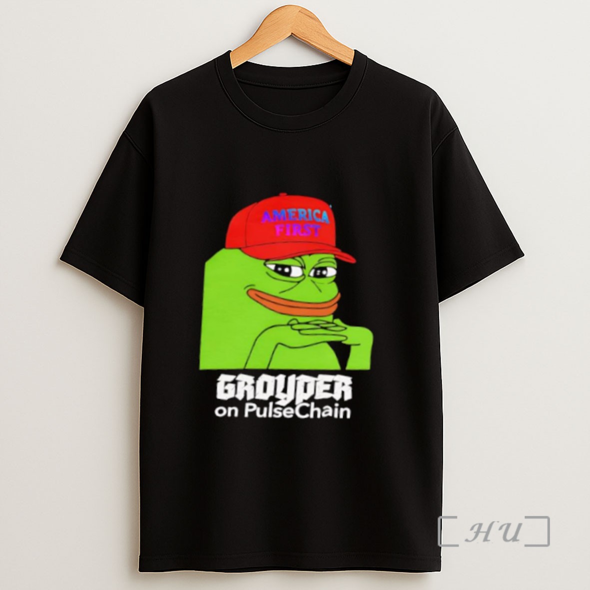 Premium Pepe Frog Meme America First Grouder On Pulsechain Sweatshirt Tee Shirt