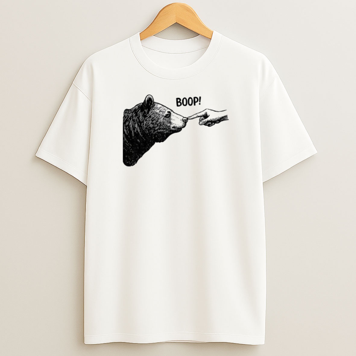 Premium Retro Bear Finger Touching Nose Boop Sweatshirt Tee
