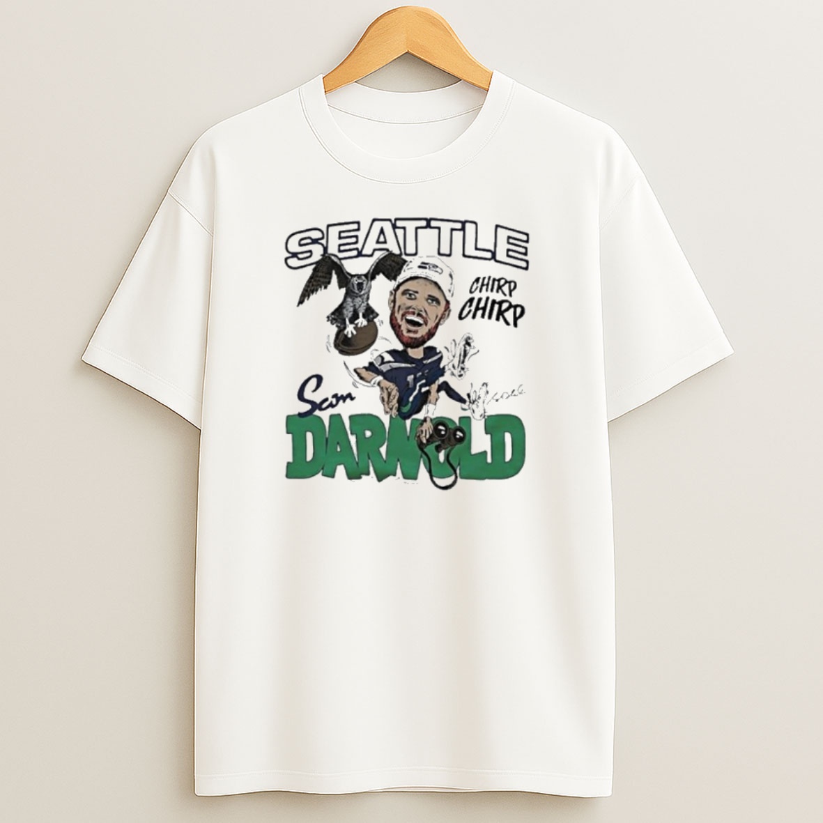 Premium Seattle Seahawks Sam Darnold Caricature Player Signature Sweatshirt Tee
