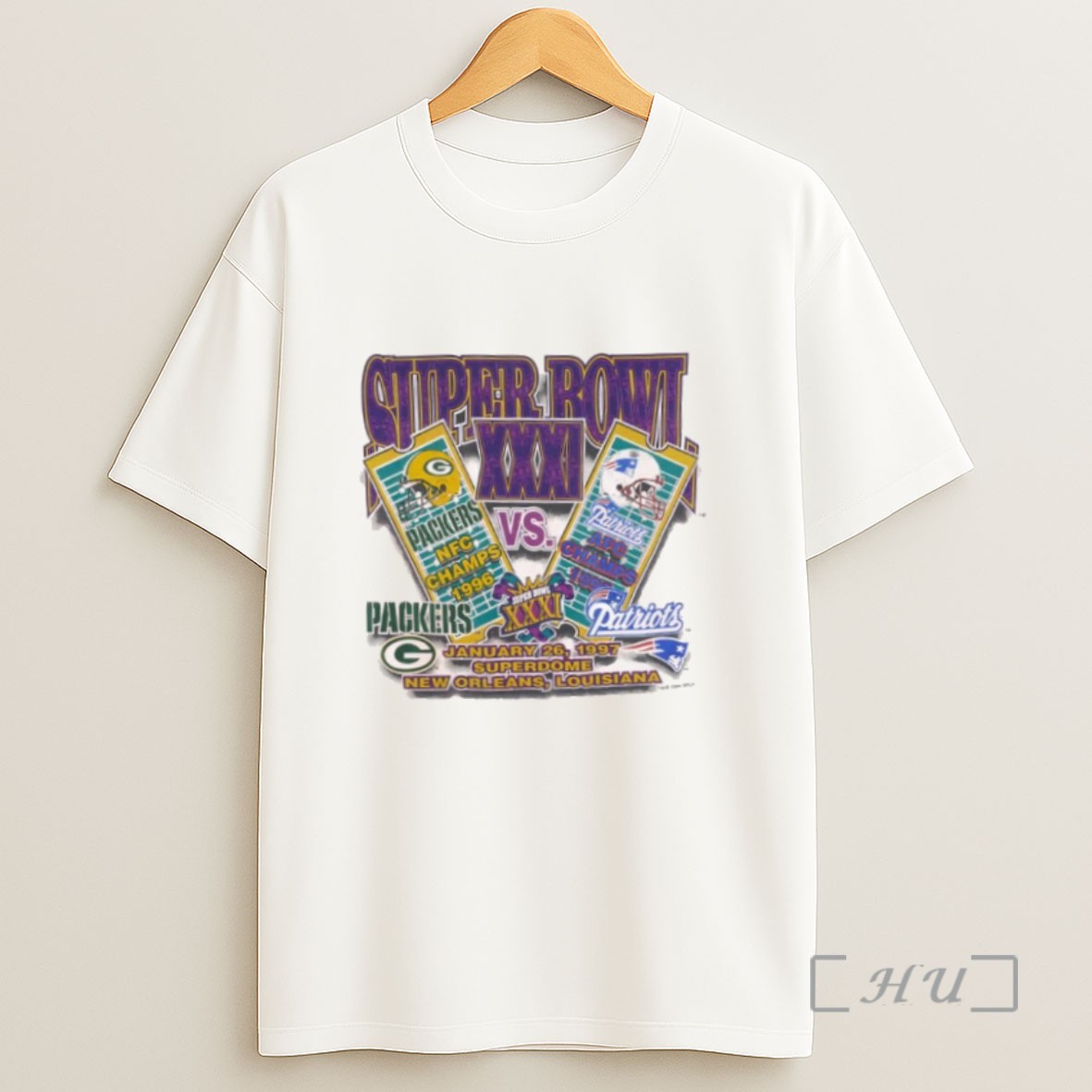 Premium Super Bowl Xxxi Green Bay Packers New England Patriots January 26th 1997 Superdome Sweatshirt Tee Shirt