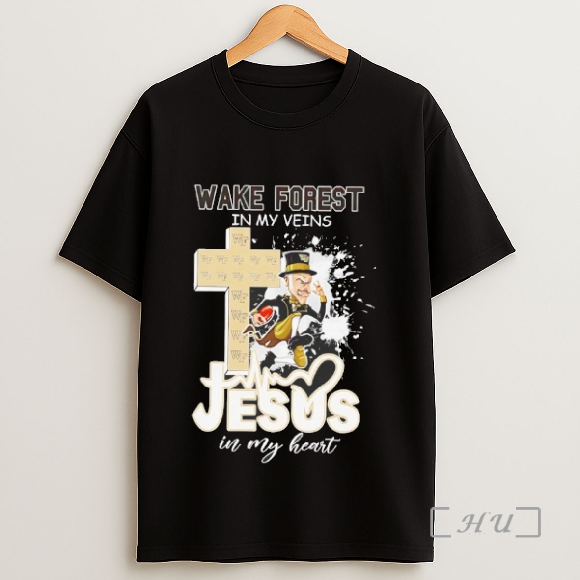 Premium Wake Forest Demon Deacons In My Veins Jesus In My Heart Sweatshirt Tee Shirt