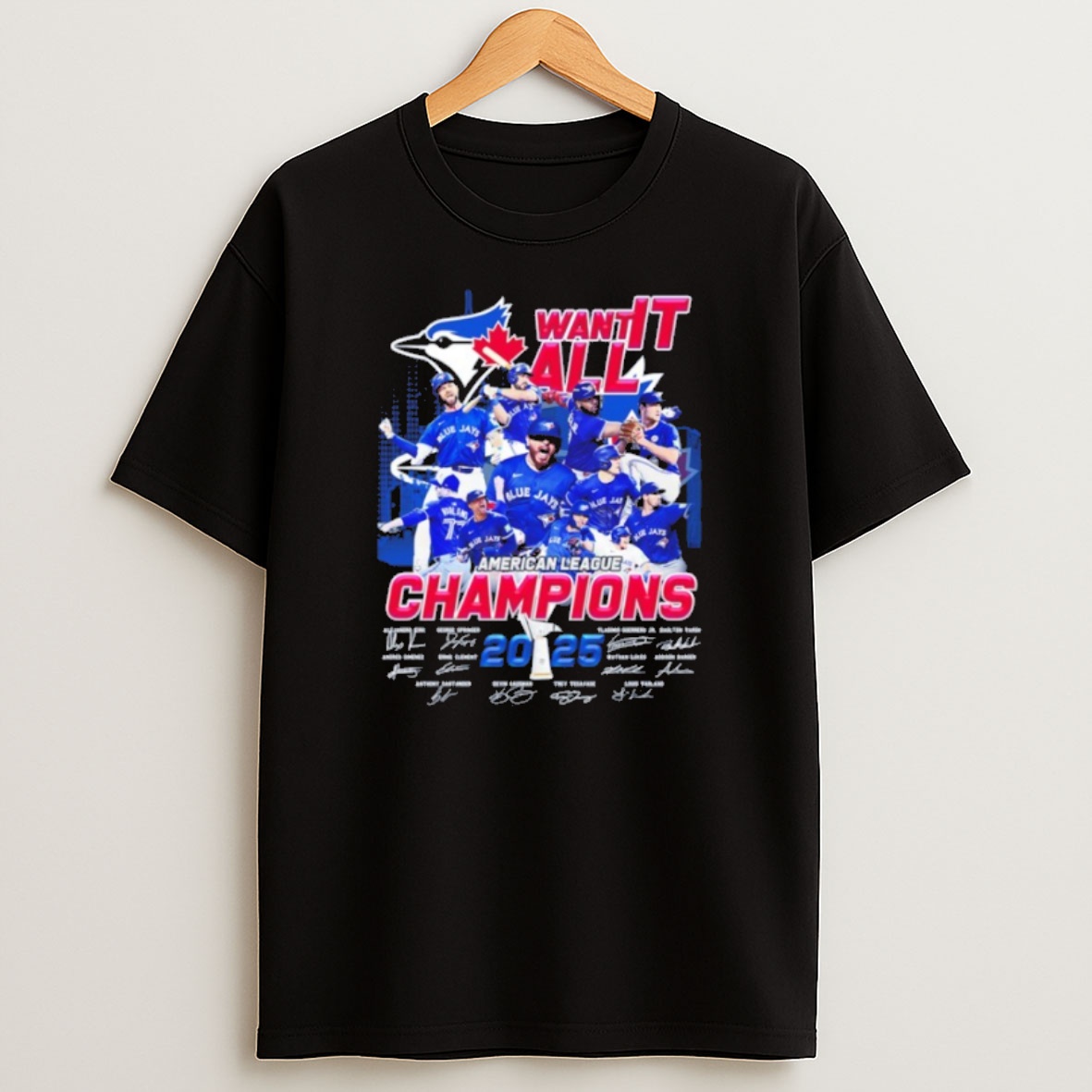 Premium Want It All American League Champions Team Player Signature Sweatshirt Tee