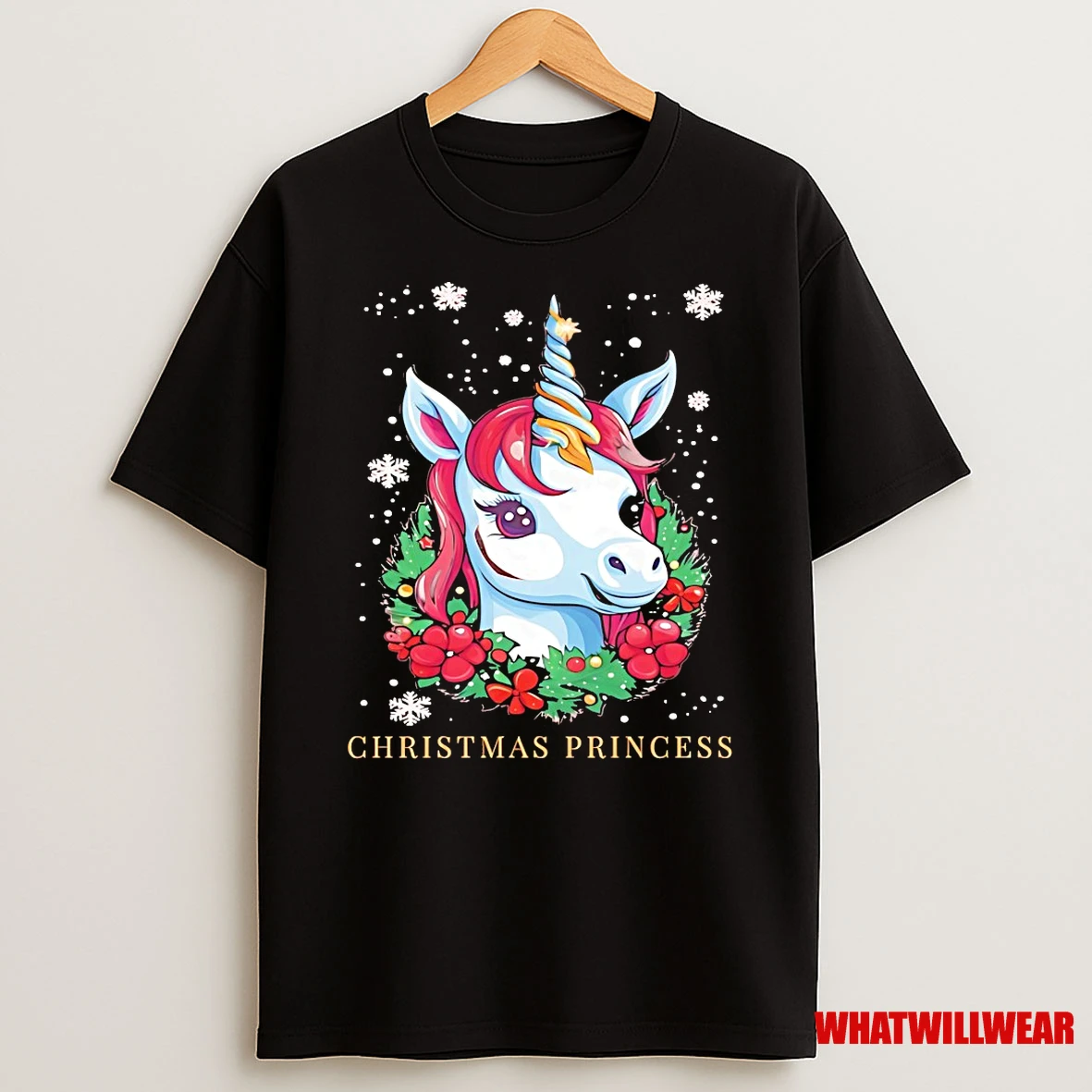 Princess Unicorn Holiday Wreath Christmas Shirts