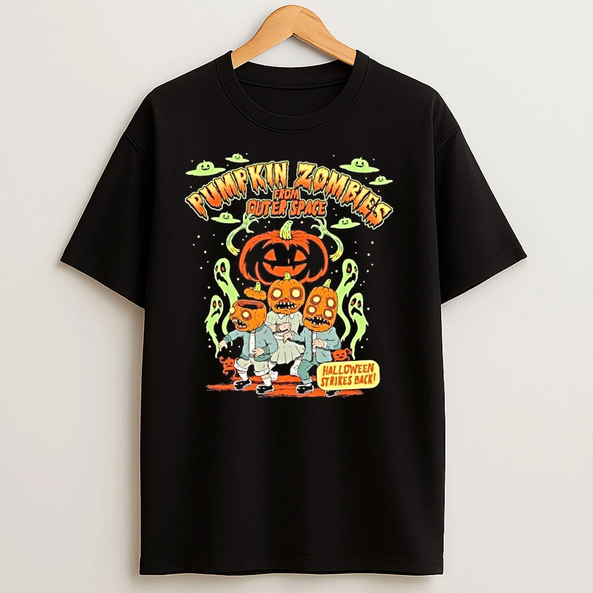 Pumpkin Zombies From Outer Space T Shirts
