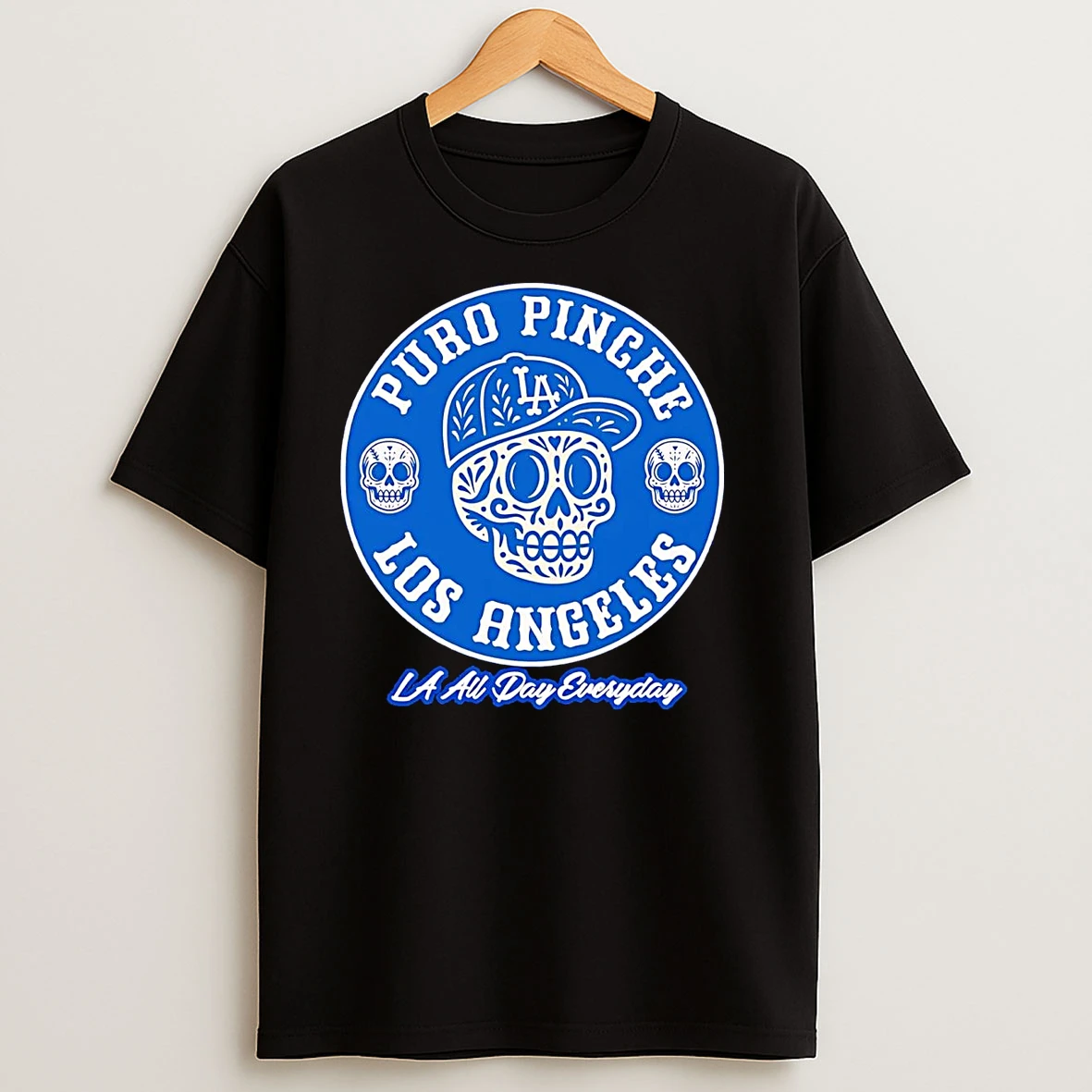 Puro Pinche Los Angeles Dodgers All Day Everyday Sugar Skull T Shirts