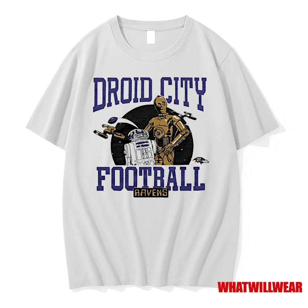 R2 D2 And C 3po Star Wars X Baltimore Ravens Droid City Football Shirts