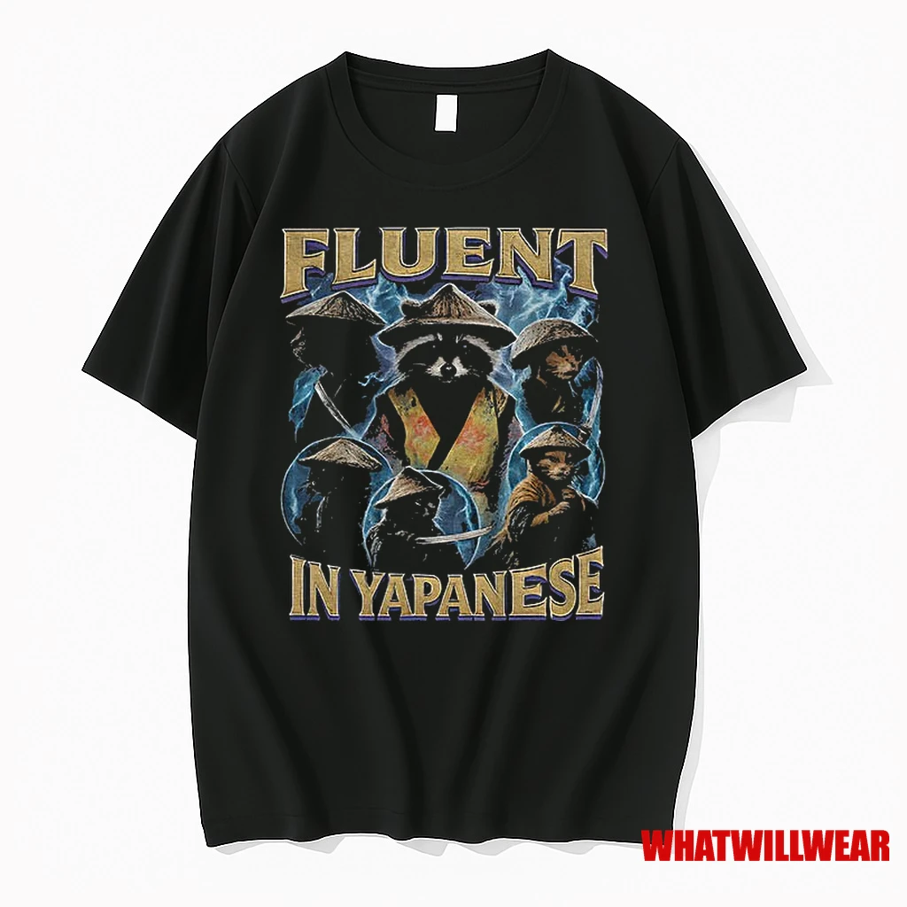 Raccoon Fluent In Yapanese Graphic Meme Shirts