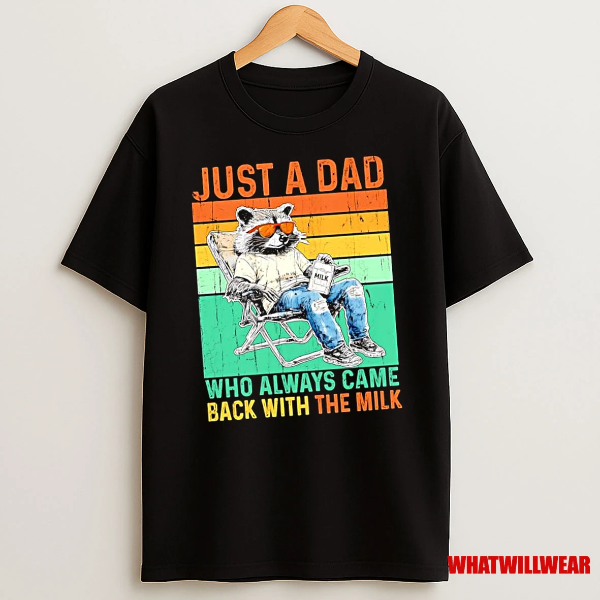 Raccoon Just A Dad Who Always Came Back With The Milk Vintage Shirts