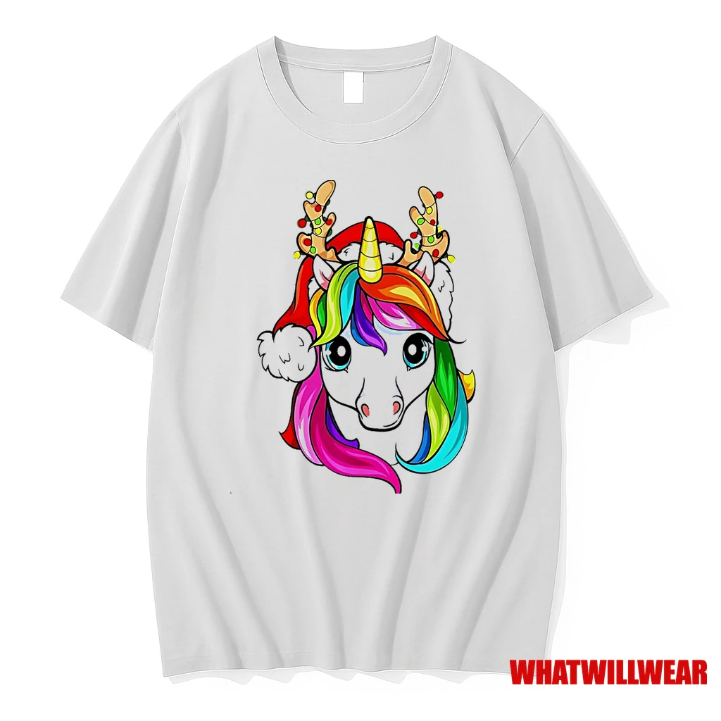 Rainbow Reindeer Unicorn Christmas Lights Shirts