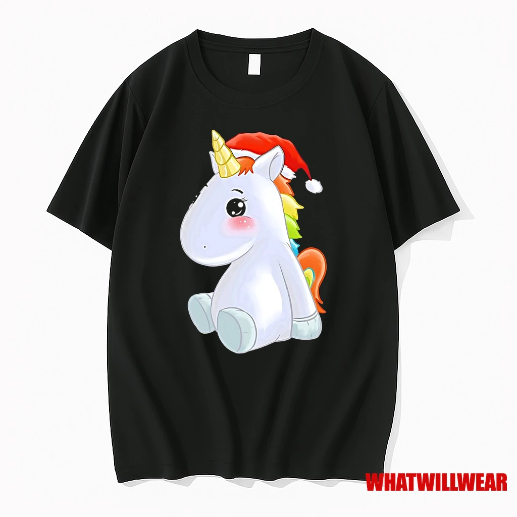 Rainbow Unicorn Santa Hat Christmas Cute Shirts