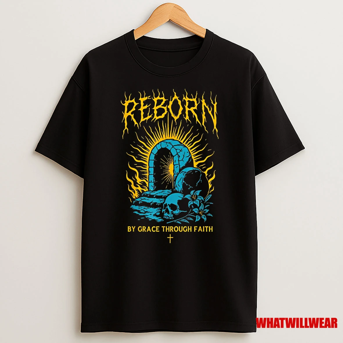 Reborn By Grace Through Faith Christian Gothic Ephesians 2 8 Shirts