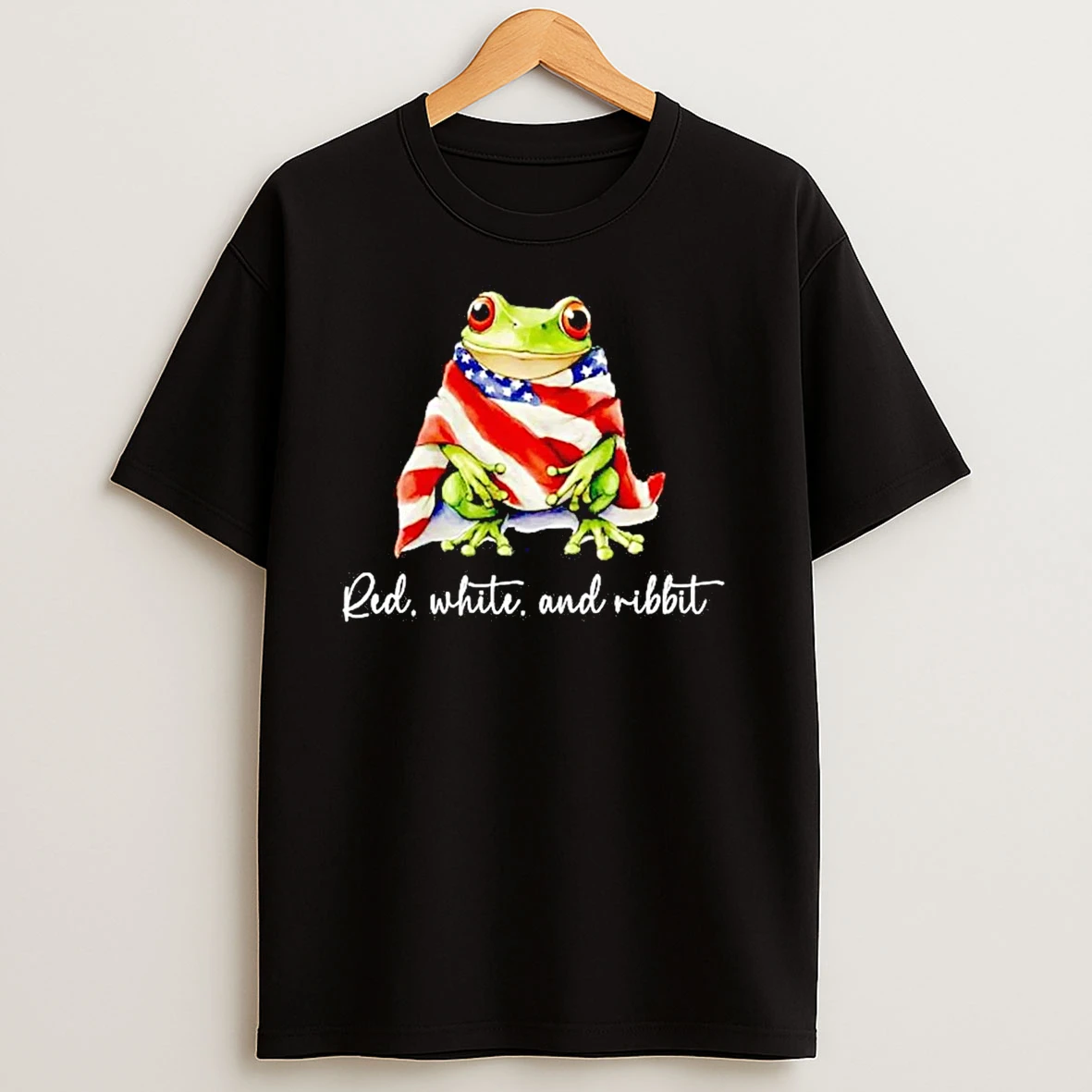 Red White And Ribbit Frog American Flag T Shirts