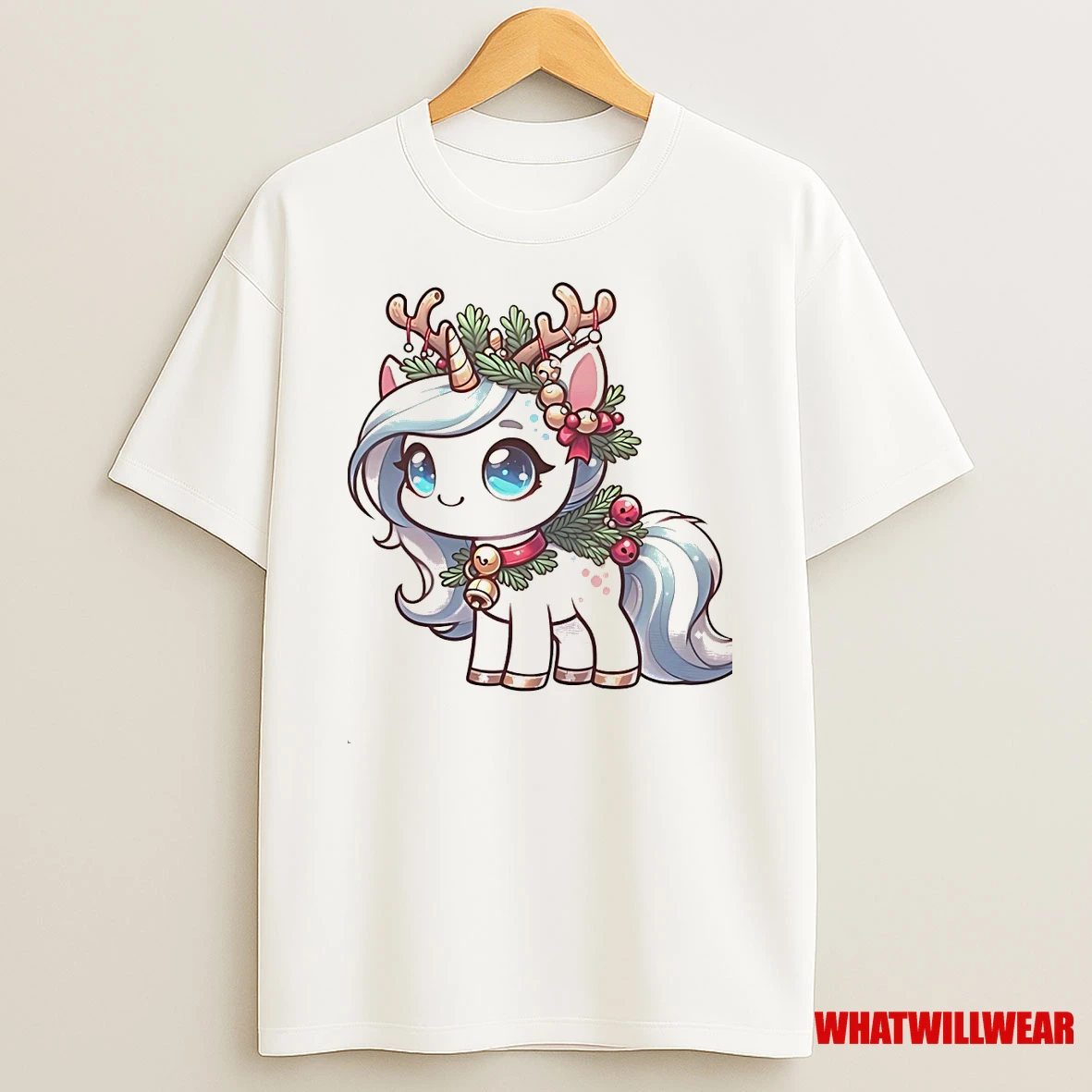 Reindeer Unicorn Bells And Holly Christmas Shirts