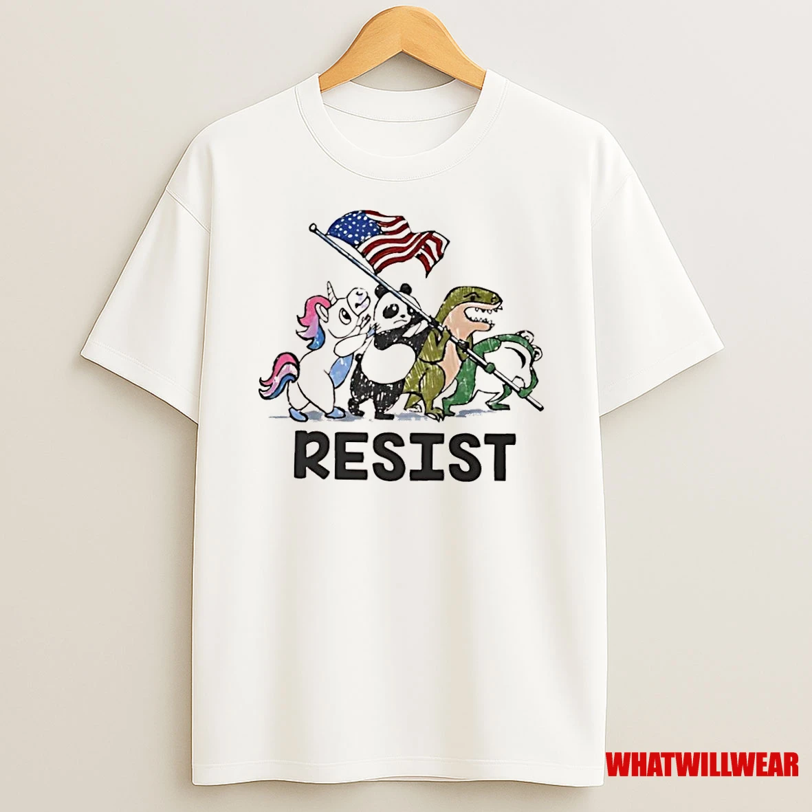 Resist American Flag Unicorn Panda Alligator Frog Shirts